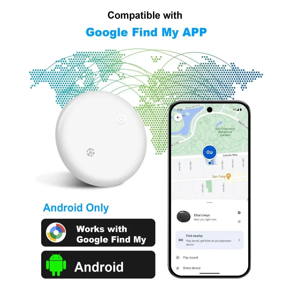 1-4Pcs Anti-Lost Tag Google Find My GPS Tracker Android Finder Compatible with Google Find Hub (Android Only) Key Wallet Finder