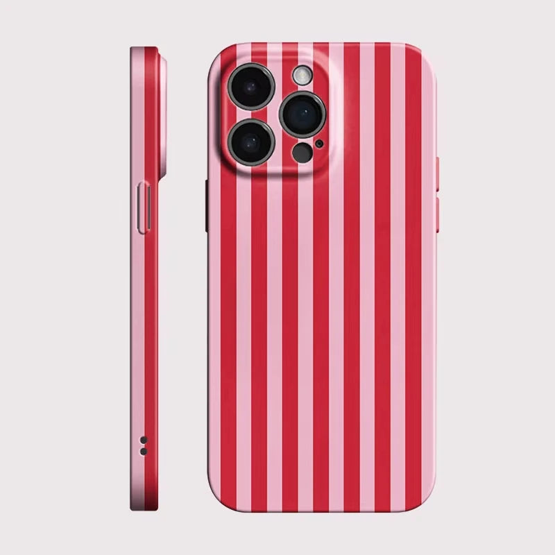 INS Fashion Pink Striped Phone Case for Samsung Galaxy S21 S22 S23 S24 S25 S26 Ultra Plus Note A73 A55 A35 A33 A25 A15 Cover
