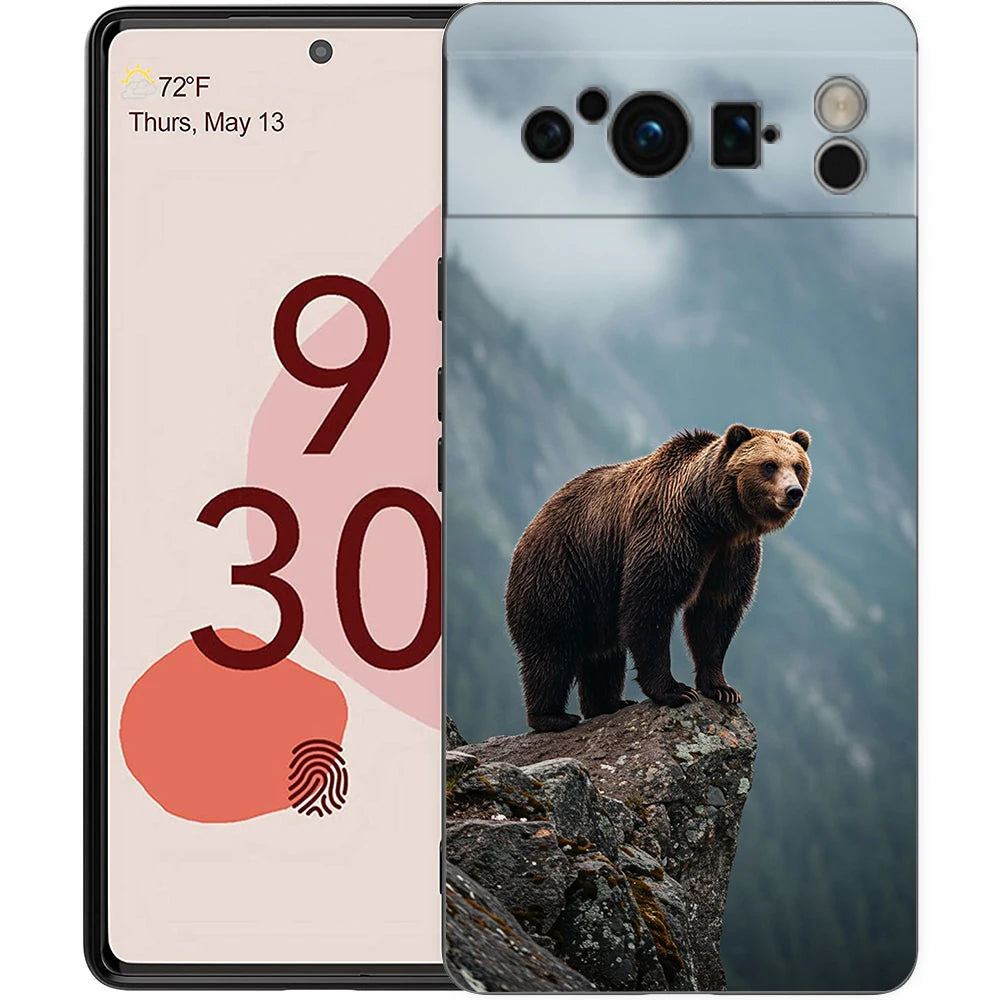Cartoon Animal Bear Fox Squirrel Phone Case For Google Pixel 10 9 8 7 6 Pro XL 9A 8A 6A 7A 5G Soft Shockproof TPU Black Cover