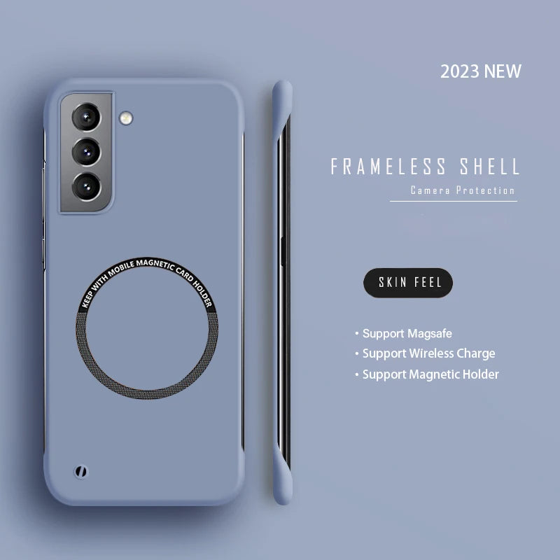 Hard PC Frameless Magnetic Phone Case For Samsung Galaxy S23 S22 S21 S20 FE Plus NOTE 20 S24 Ultra Magsafe Matte Thin Cover