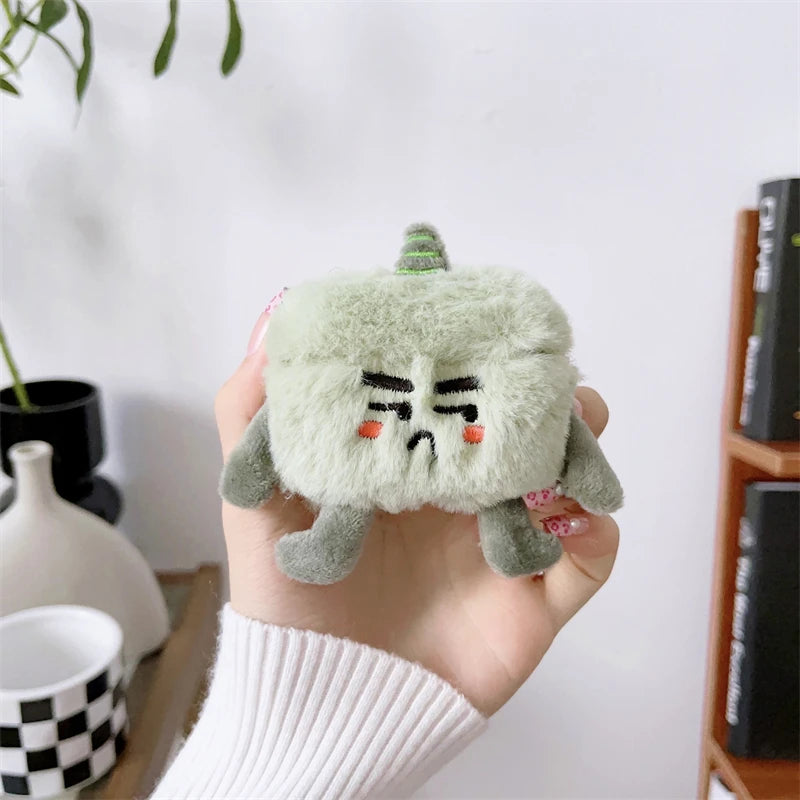 Cute Cartoon Fur Earphone Case for Airpods Pro 3 2 1 Air Pods Pro2 2nd 3rd Generation Funny Fluffy Plush Warm Women Girls Cover