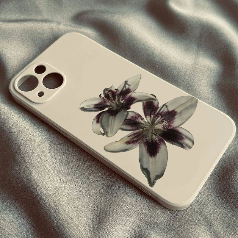 Lily Orchid Flower Print Phone Case For iPhone 17 16 15 14 13 12 11 Pro Max Mini SE4 7 8 Plus 17E Air Shockproof Silicone Cover