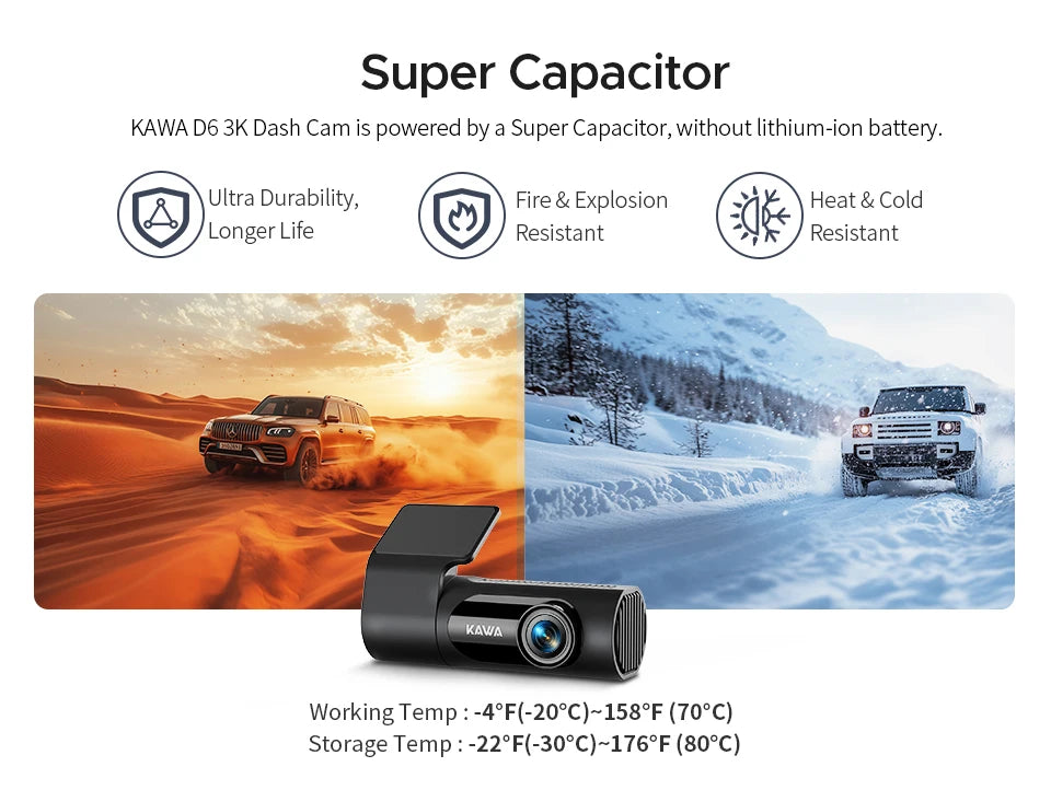 KAWA Dash cam Video Recorder D6 3K Car Camera, Car DVR Voice Control Dash AUTO Camera,Night Vision Dashcam 2025 New