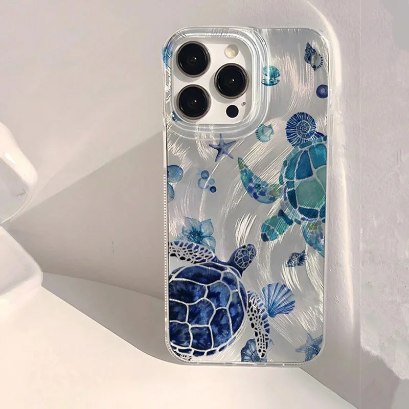 Summer Cool Turtle Pattern IMD Phone Case for Samsung A55 5G A35 A15 A34 A16 S25 S24 S23 FE Plus S22 S21 Ultra Glossy Cover