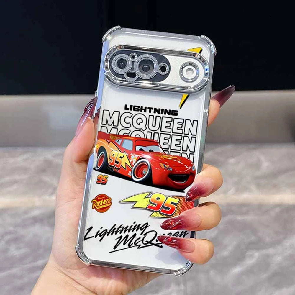 Cars Lightning McQueen Phone Case For Google Pixel 10A 9A 9 8A 8 7A 7 Pro XL Plating Drop-proof Transparent Soft Cover