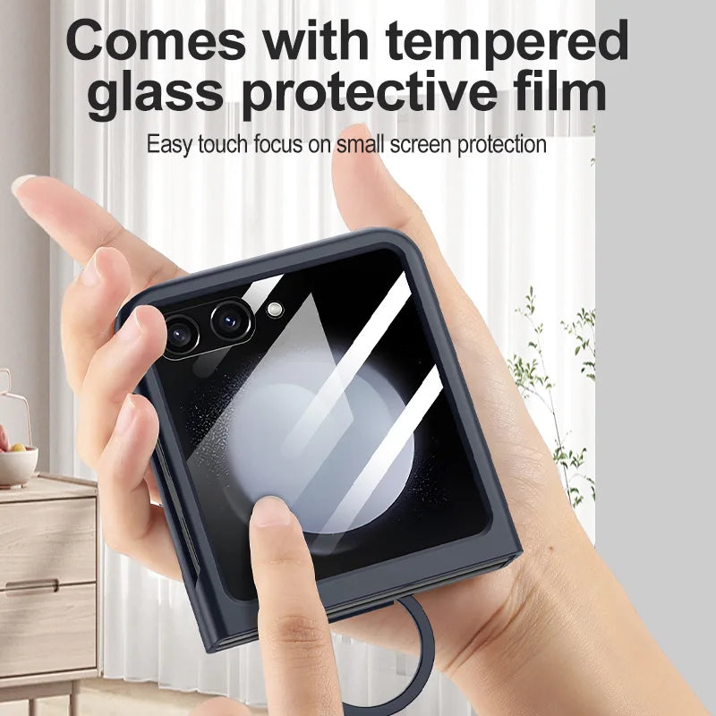 2025 Hot Skin Feel Glass Case for Samsung Galaxy Z Flip 7 FE 6 5 5G Fold business Fashion Cover Anti-knock Cases for Flip5 Flip6