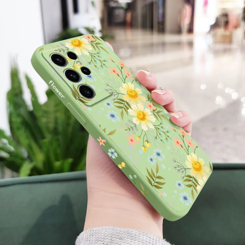 Kiss Flowers Phone Case For Samsung Galaxy S25 S24 S23 S22 S21 S20 S10 S10E S9 Ultra Plus FE Note 20 Ultra 10 9 Plus Cover