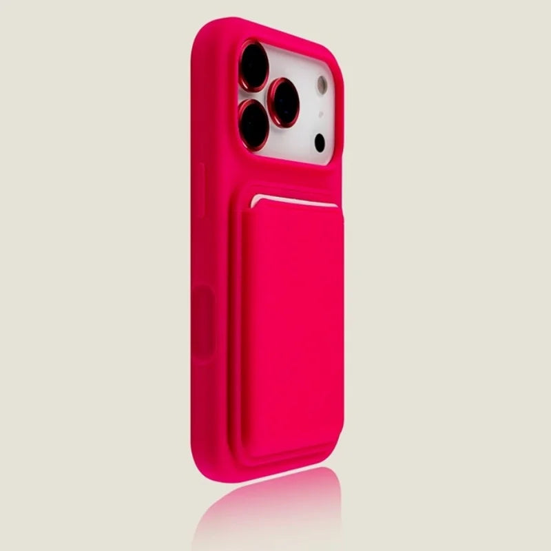 Luxury Magnetic Liquid Silicone Card Bag Phone Case For iPhone 12 13 14 15 16 17 Pro Max Plus Air For Magsafe Bumper Cover
