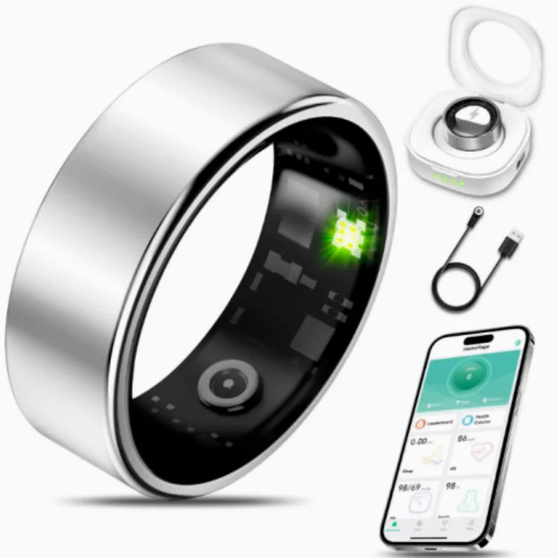 New Smart Ring R09 Health Monitor Multi Sport Mode Skin Temperature Measurement 5ATM Waterproof Smart Ring With Charging Case