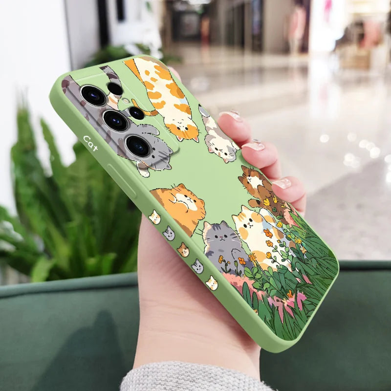 Lovely cat Phone Case For Samsung Galaxy S25 S24 S23 S22 S21 S20 Ultra FE S10 S10E Plus Note 20 Ultra Silicone Cover