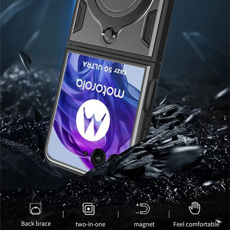 Heavy Duty Protective Magnetic Cover For Motorola Moto Razr 70 60 50 40 Ultra Razr+ 2026 2025 2024 Case With Ring Holder Stand