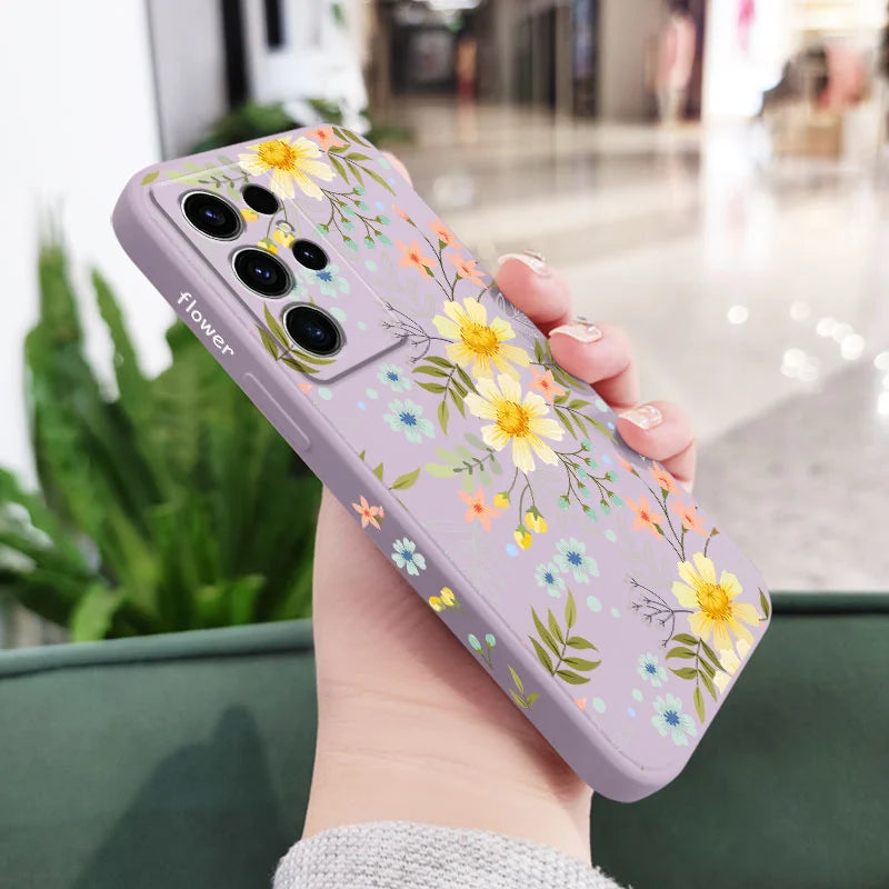 Kiss Flowers Phone Case For Samsung Galaxy S25 S24 S23 S22 S21 S20 S10 S10E S9 Ultra Plus FE Note 20 Ultra 10 9 Plus Cover