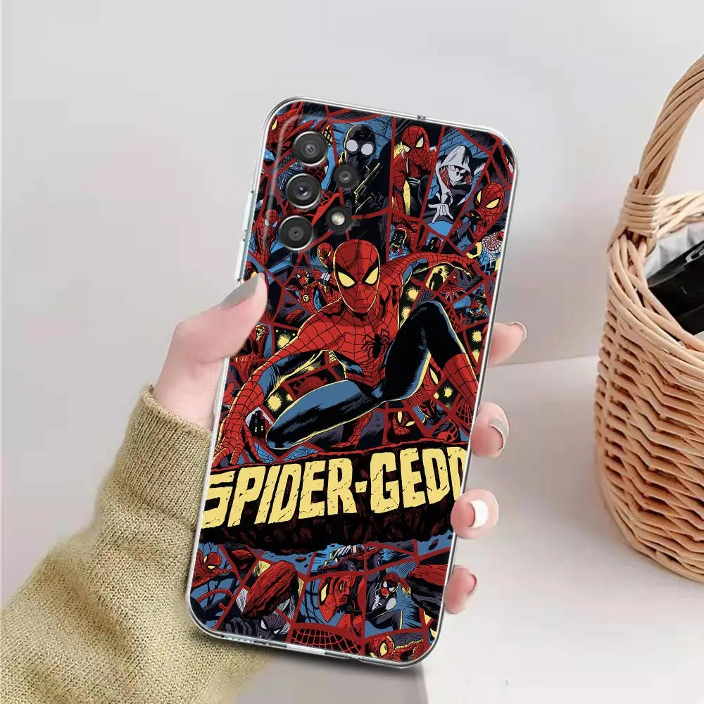 Spider Man Case For Samsung Galaxy A57 A37 A17 A07 A56 A36 A26 A16 A06 A55 A35 A25 A15 A54 A34 A73 Spiderman Clear Phone Cover