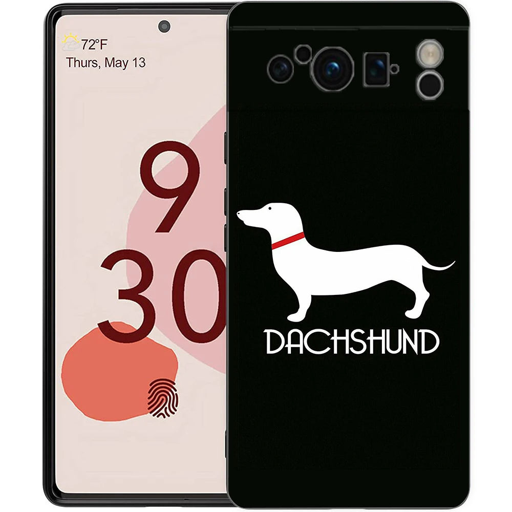 Cute Dachshund Bulldog Phone Case For Google Pixel 10A 10 9 8 7 6 Pro XL 9A 8A 6A 7A 5G Soft Shockproof TPU Black Cover