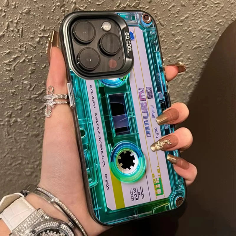 Retro Cassette Tape Electroplate Phone Case For Samsung Galaxy S26 S23 S24 S25 Ultra S22 S21 S20 Plus FE A35 A54 A55 5G Cover