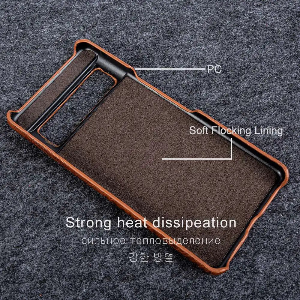 For Google Pixel 7 Pro Case Crocodile Grain Genuine Leather Phone Cover Pixel 10 6Pro 5A Capa Protective Etui Back Carcasa Shell