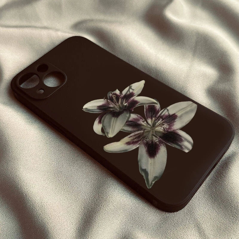 Lily Orchid Flower Print Phone Case For iPhone 17 16 15 14 13 12 11 Pro Max Mini SE4 7 8 Plus 17E Air Shockproof Silicone Cover