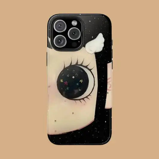 Clmj BIG EYES COMIC GIRL Phone Case for iPhone 17 16e 16 15 14 13 12 11 X XS XR XSMAX Air Pro Max Plus Luxury Double-layer Cover