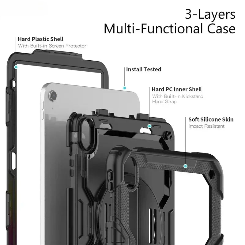 Case For iPad A16 10th 11th Generation 7/8/9th 10.2 Pro 11 12.9 Air 11 13  Air5 4  Mini 7 6 5 4 Shockproof Stand Kids Safe Cover