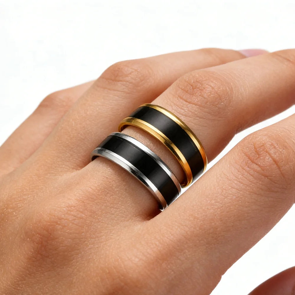 Smart Stainless Steel Multifunctional Ring for Couple Mood Feeling Intelligent Temperature Sensitive Rings Waterproof Jewelry