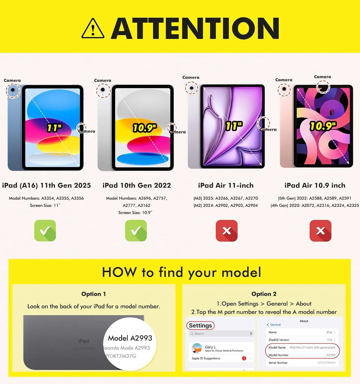 Tablet Case for Apple iPad (A16) 11th Generation 11 Inch 2025 / 10th Generation 10.9 Inch 2022 Transparent Back Smart Cover