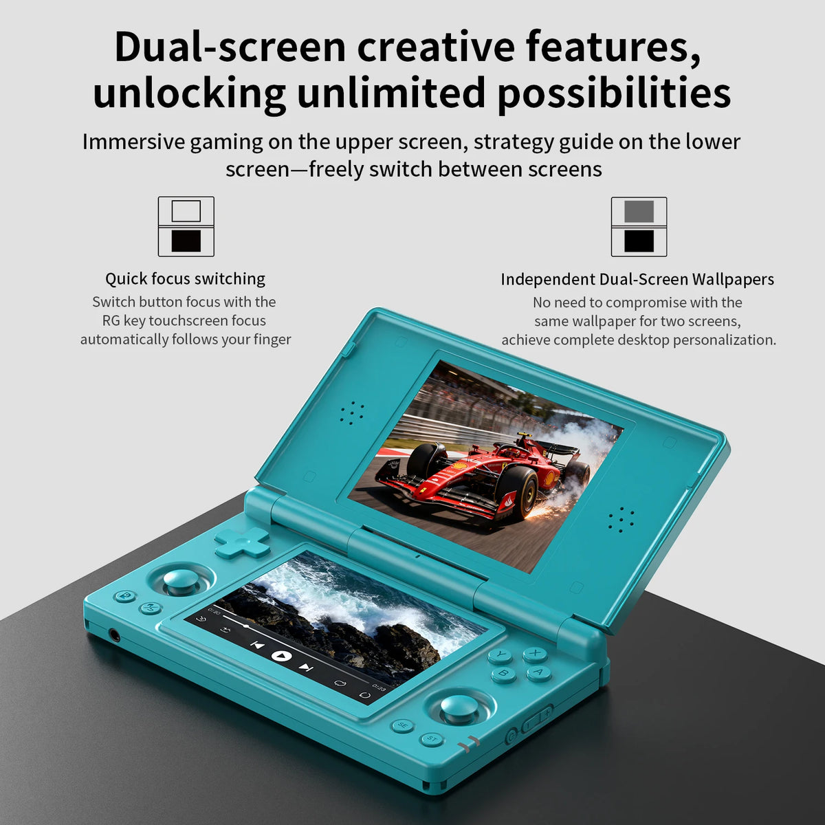 ANBERNIC RG DS Handheld Game Console RK3568 64-bit 4" IPS Multi-touch Screen Android 4000mAh Dual-screen Flip Video Games Player