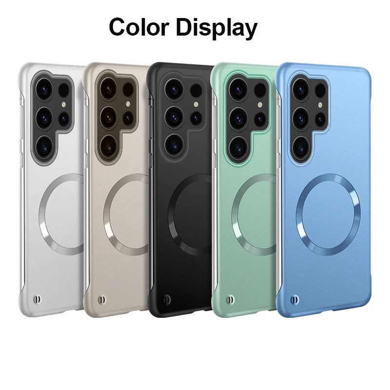 Thin Metallic Paint PC For Magsafe Magnetic Case For Samsung S26 S25 Edge S24 S23 S22 Plus Ultra S24FE A56 A55 Borderless Cover