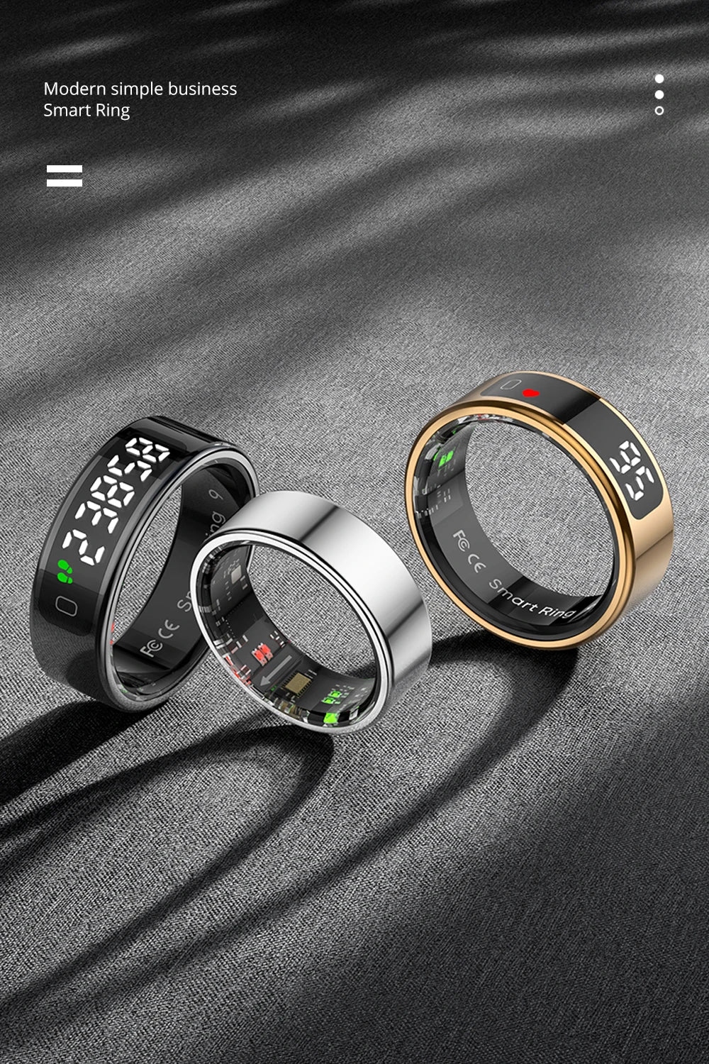 2025 COLMI R12 Smart Ring with Display Screen and Touch, Wireless Charging, Health Manager, 5 ATM Waterproof For Men Women