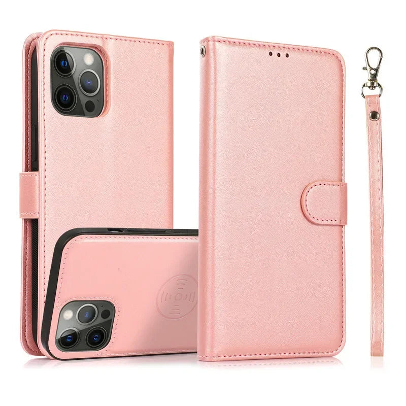 2 in 1 Magnetic Flip Leather Wallet Case for iPhone 16 Pro Max 14 15 Plus 13 12 11 17 Air SE 2022 Card Slot Detachable Cover