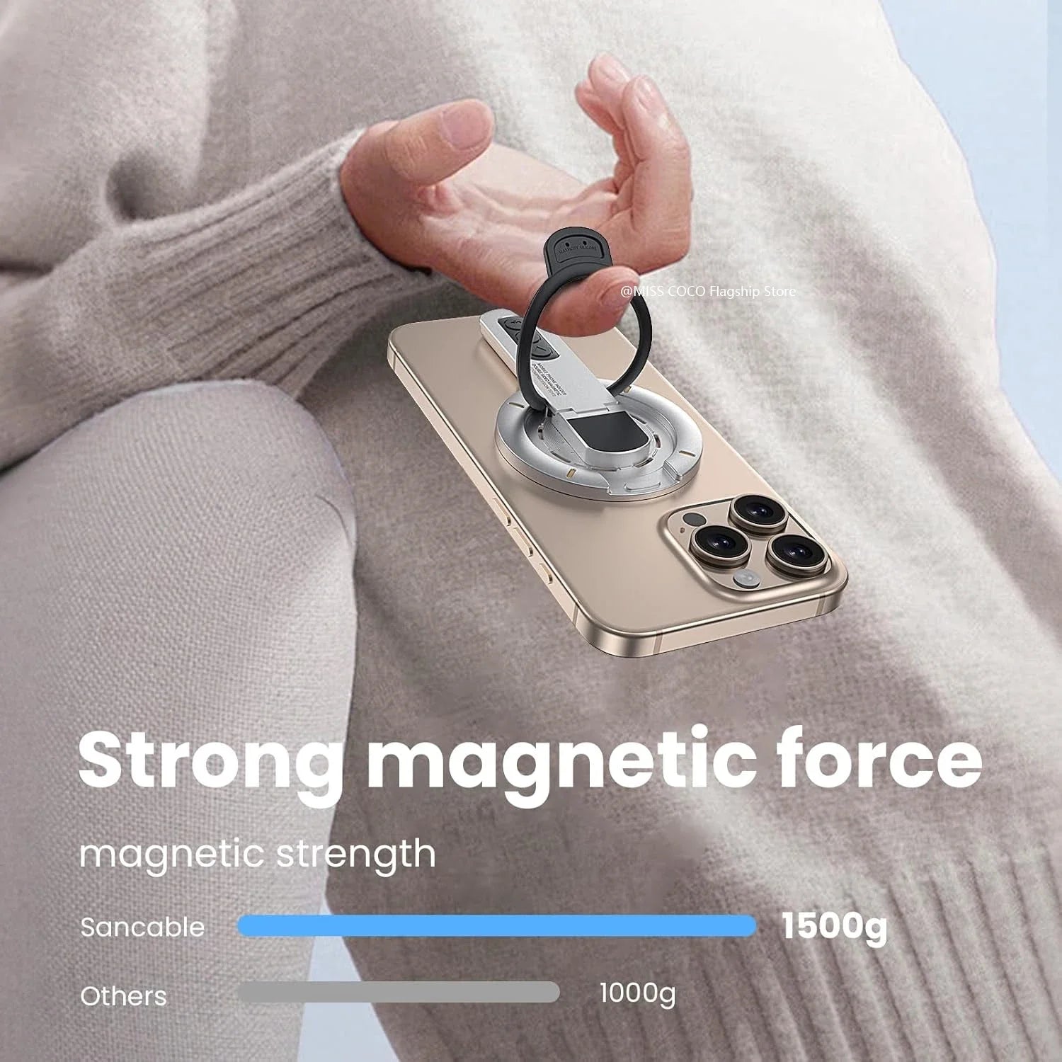 Dual-Sided Magnetic Portable Multi-Function Phone Ring Holder 360° Rotating Desktop Stand Compatible with Multiple Phone Models