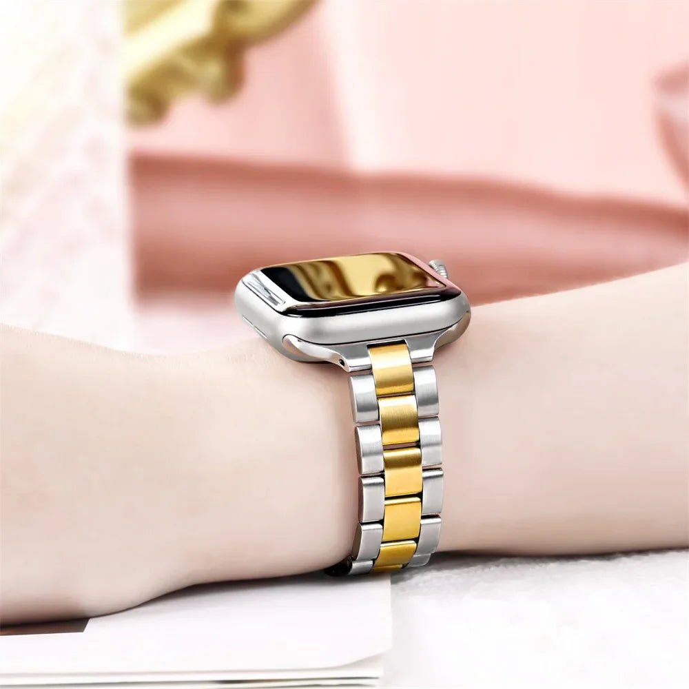 Stainless steel band for apple watch strap series 10 46mm 44mm 45mm 40mm 42-38-41mm Slim Metal bracelet 49mm iwatch 8 7 6 SE 5 9