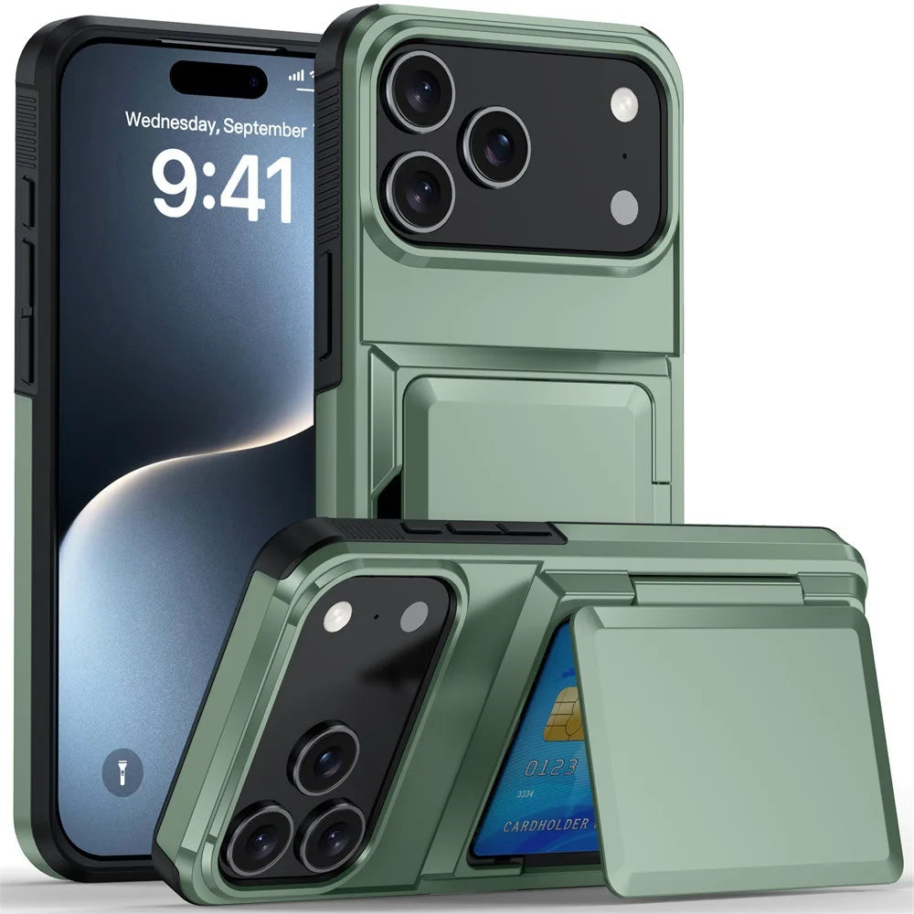 Wallet Case For iPhone 17 Pro Max 16 Pro Max 15 14 13 12 Protective Credit ID Card Holder Heavy Duty Protection Shockproof Cover