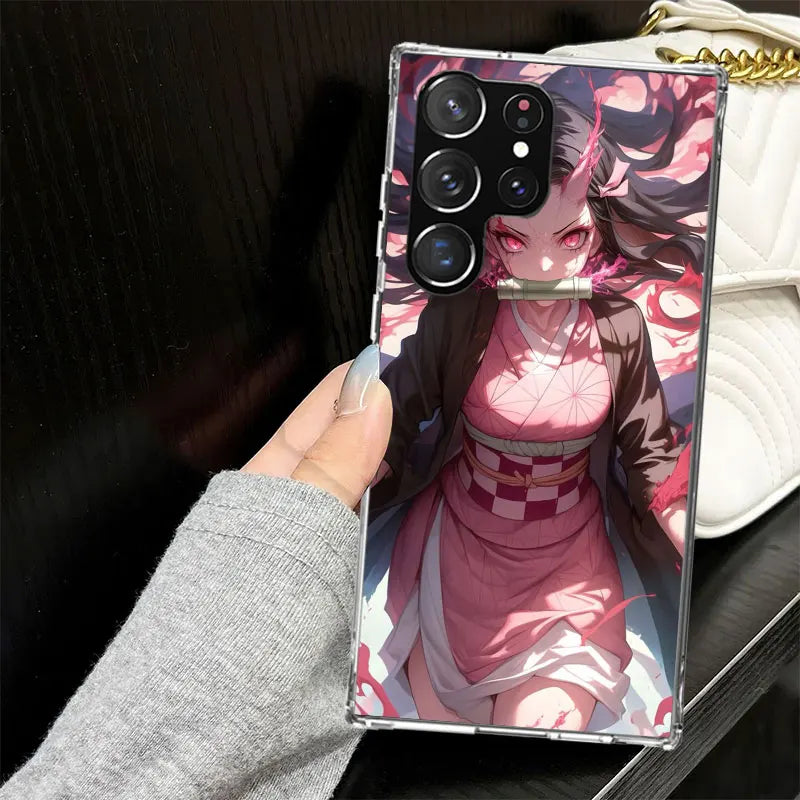 Kamado Nezuko Demon Slayers Case for Samsung Galaxy S25 S24 S23 S22 Ultra Soft Phone Cover S25 Edge S21 Plus S20 FE S10 + Black