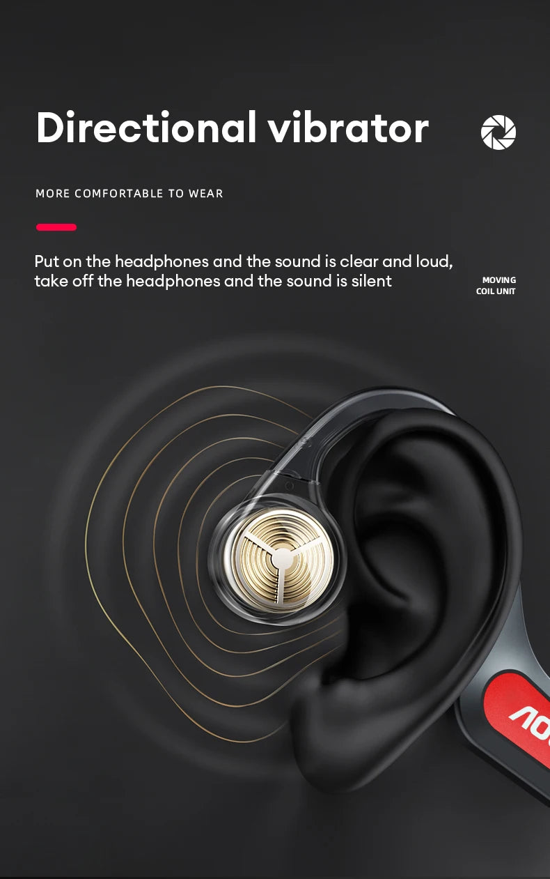 AOC ACN4521 Bone Conduction Wireless Headphone Ear Hook Cycling Sports OWS Earphones Waterproof Low Latency Bluetooth Headset