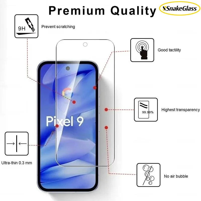 4Pcs HD Tempered Glass for Google Pixel 10 Pro XL 10A 9Pro 8 7A 6 5 4A 3AXL 2 Screen Protectors Scratch Resistant Smooth Texture