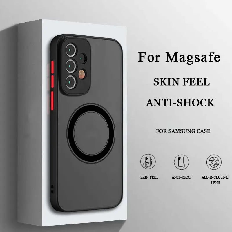 Luxury Magsafe Wireless Charge Case For Samsung Galaxy S20 S21 S22 S23 FE S24 S25 Plus S25 Ultra Shockproof Matte Clear Cover