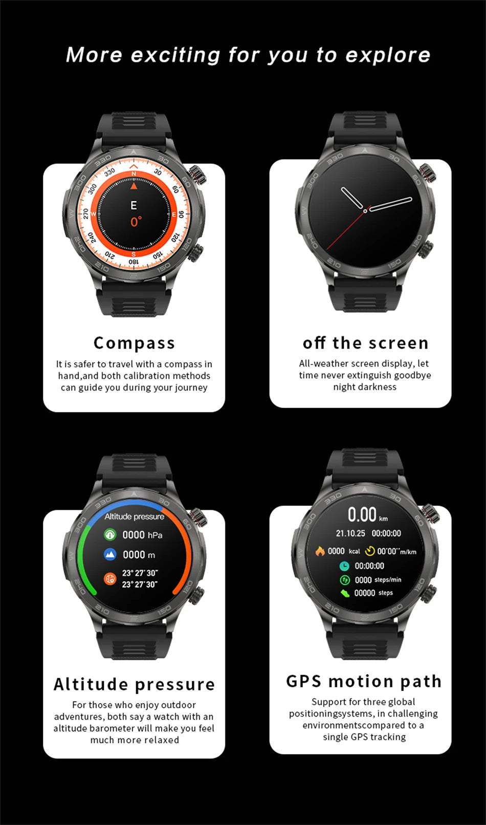 New GPS Track Smart Watch Men AMOLED HD Screen Outdoor Sports Fitness Heart Rate NFC IP68 Waterproof Bluetooth Call Smart Watch