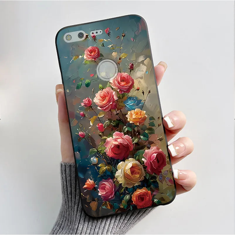 For Google Pixel XL Case Luxury Fashion Butterfly Flowers Black Soft TPU Silicone Back Cover For Google Pixel 1 1XL Phone Cases