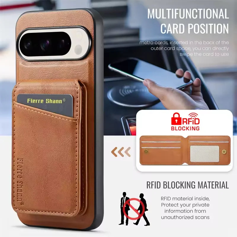 2 in 1 Magnetic Pu Leather Phone Case for Google Pixel 10 9 9Pro XL 8A 8Pro 8 7 7A 7Pro Detachable Wallet Cards Holder Cover
