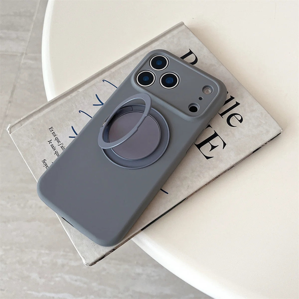 360 Rotate Bracket for Magsafe Magnetic Phone Case for IPhone 17 Air 16 15 14  Pro Max Stand Silicone Soft Protective Cover