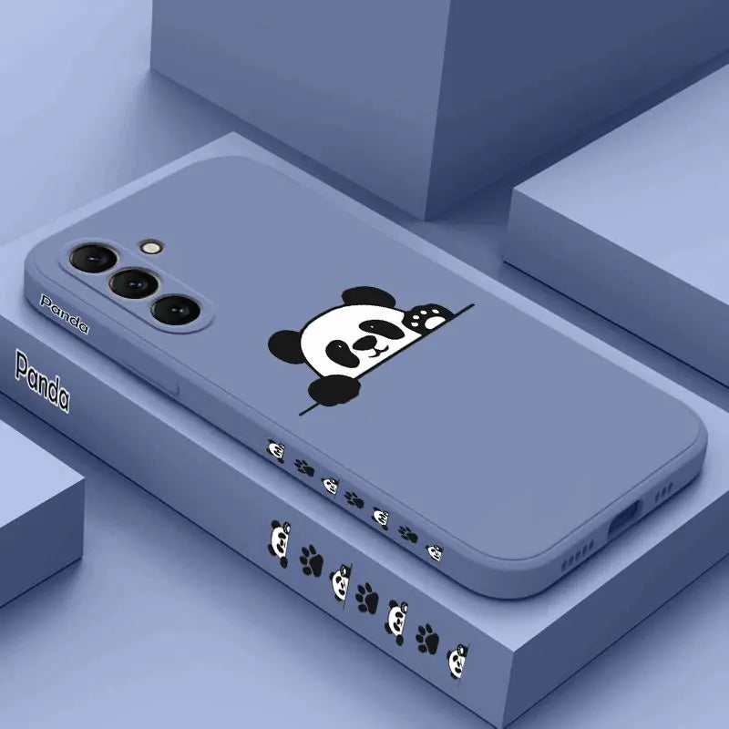 S24 Panda Cute Label New Silicone Phone Case For Samsung S24 S24Ultra S24Plus S23Plus S23 S21FE S22 S23FE S22Plus S21 S20 Cover