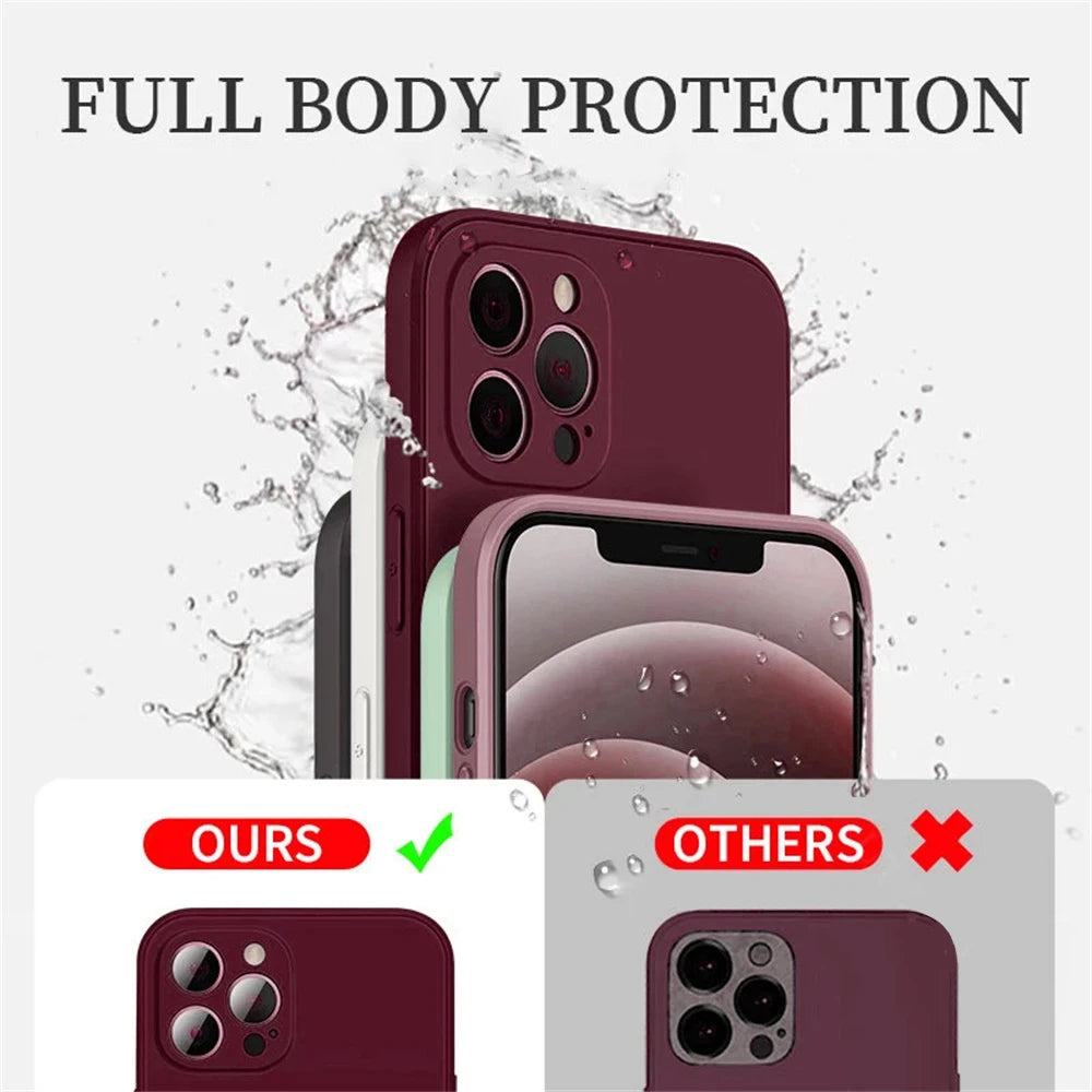 Plum red Anti Drop Case For iPhone 16 11 12 13 14 15 Pro Max 12 Mini 7 8 X XS XR Cover Coque Funda Silicone Soft TPU Back Cover