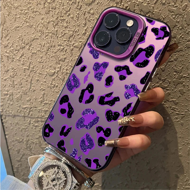 Shining Purple Leopard Print Phone Case For Samsung Galaxy S26 S25 Ultra S24 Plus S23 FE S22 S21 S20 A16 A54 A53 A34 A55 Cover