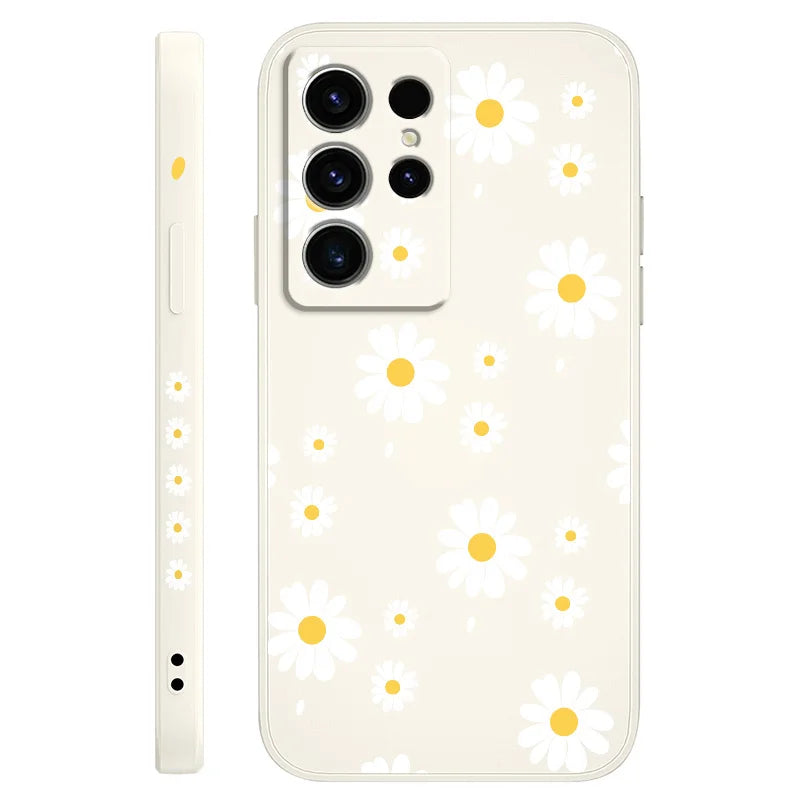 Daisy Petals Phone Case For Samsung Galaxy S25 S24 S23 S22 S21 S20 S10 S10E Ultra Plus FE Note 20 Ultra Plus Cover