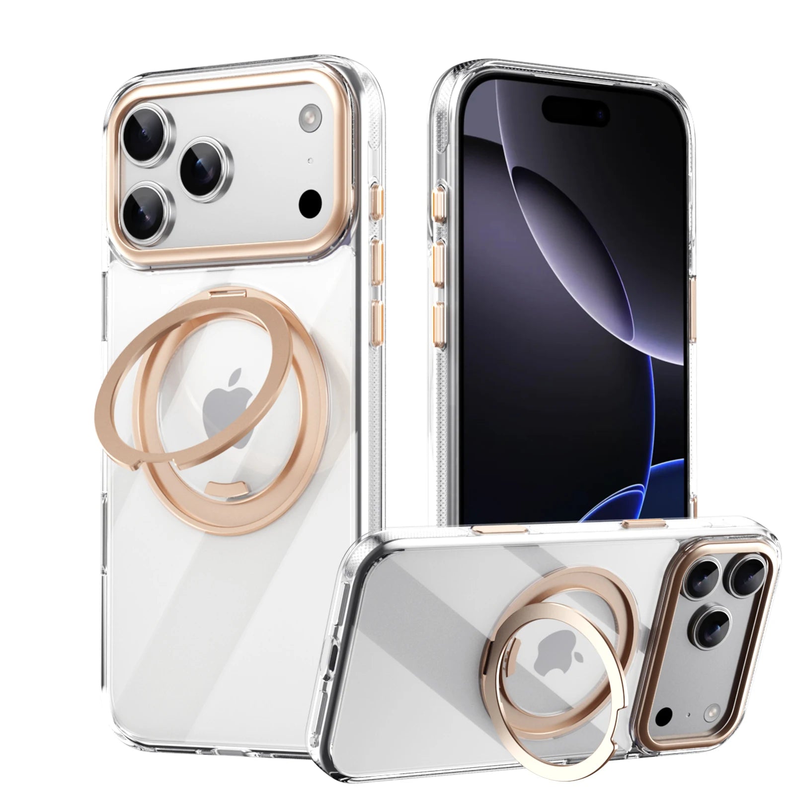 360° Mechanical Torque-Sound Rotating Stand Holder Magnetic Magsafe Phone Case For iPhone 16 15 14 13 17 Pro Max Plus 17Air 16E