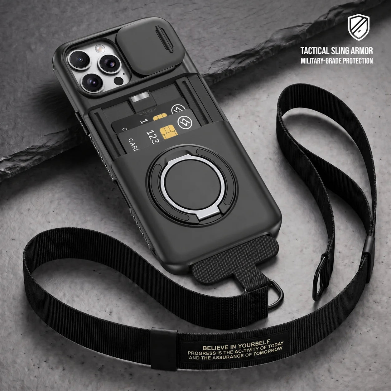 Protective Shockproof Lanyard Strap Case for Iphone 17 Pro Max Iphone17 Iphone17pro Card Slot Holder Kickstand Ring Cover