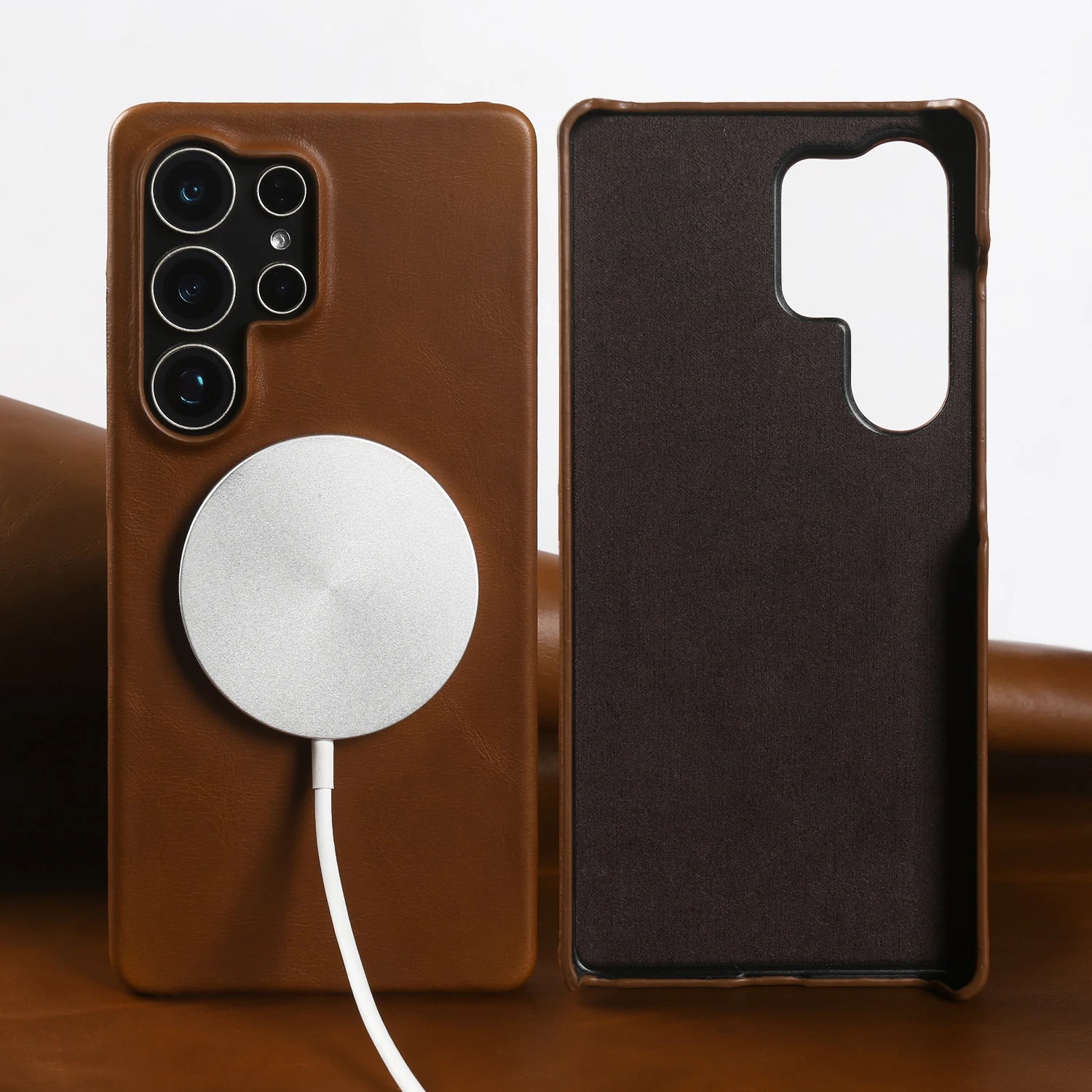 For Magsafe Oil Wax Genuine Leather Case For Samsung Galaxy S24 S25 S26 Ultra S23 S20 FE S22 Plus S21 Phone Back Cover Case Capa