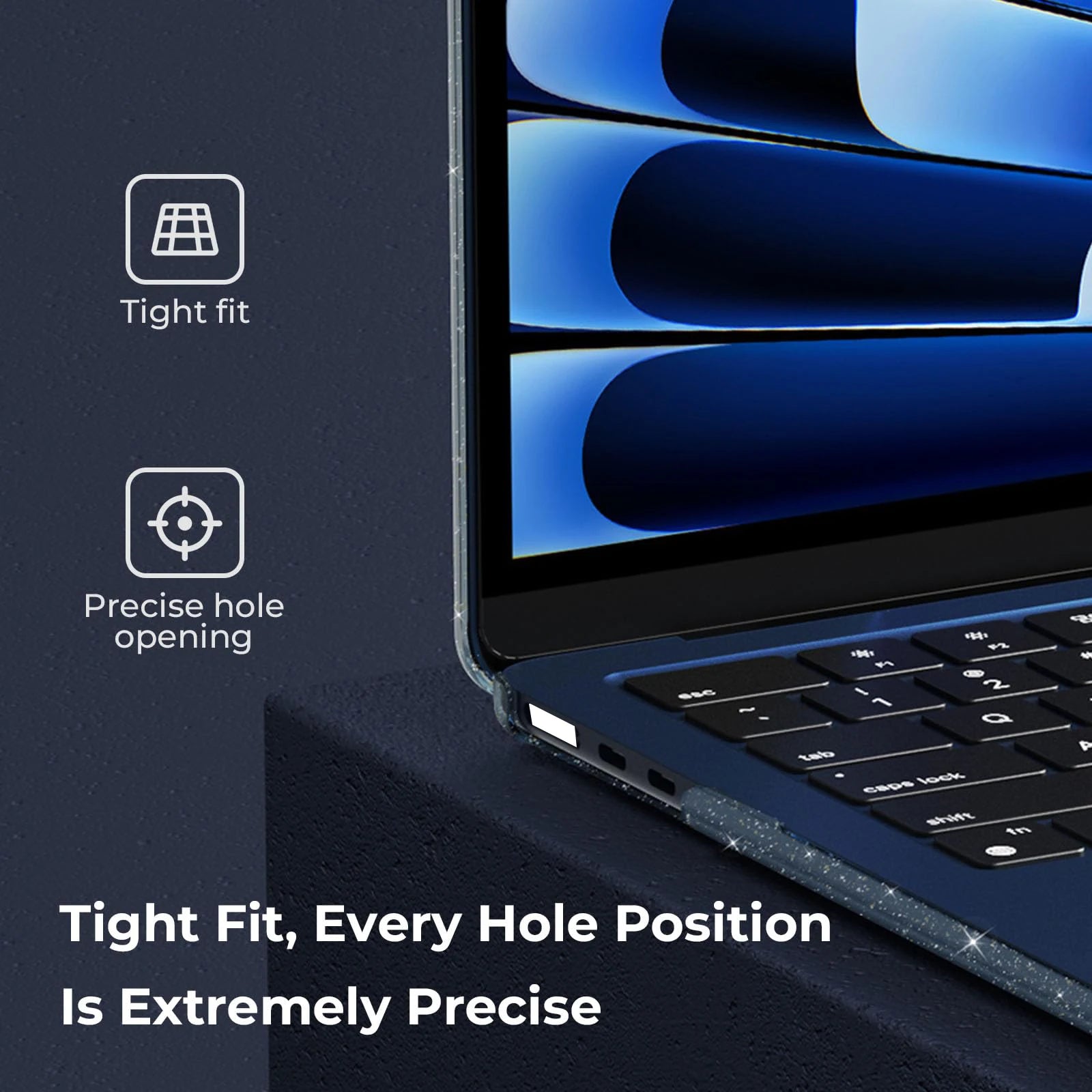 EooCoo Case for MacBook Air 13 inch M4 2025 2024-2022 Release M3 M2 A3240 A3113 A2681 for Mac Air 13.6 inch Glitter Hard Shell