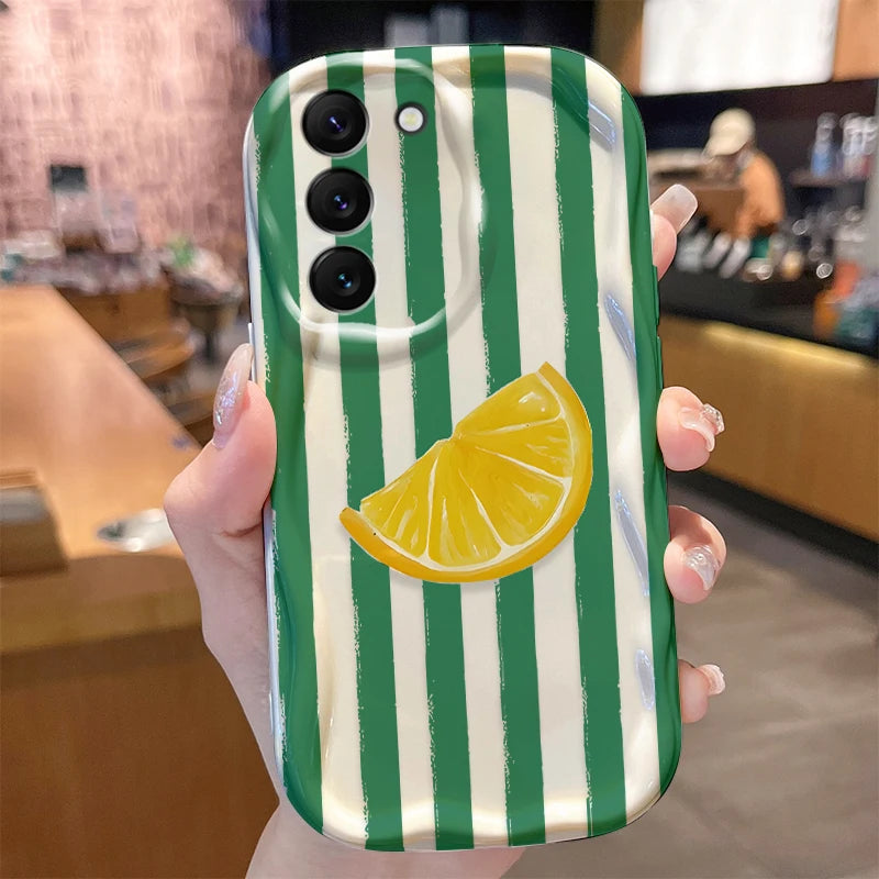 Striped Cocktail Phone Case for Samsung Galaxy S26 S25 S24 Plus S23 Ultra S22 S21 S20 FE A73 A71 4G A57 A56 A55 A54 5G A53 Cover