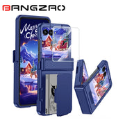 With Card Clip,Hinge Protection,RFID Shielding and Screen Protector,Christmas Gift,for Moto Razr 60 2025/50 2024 Case-Blue